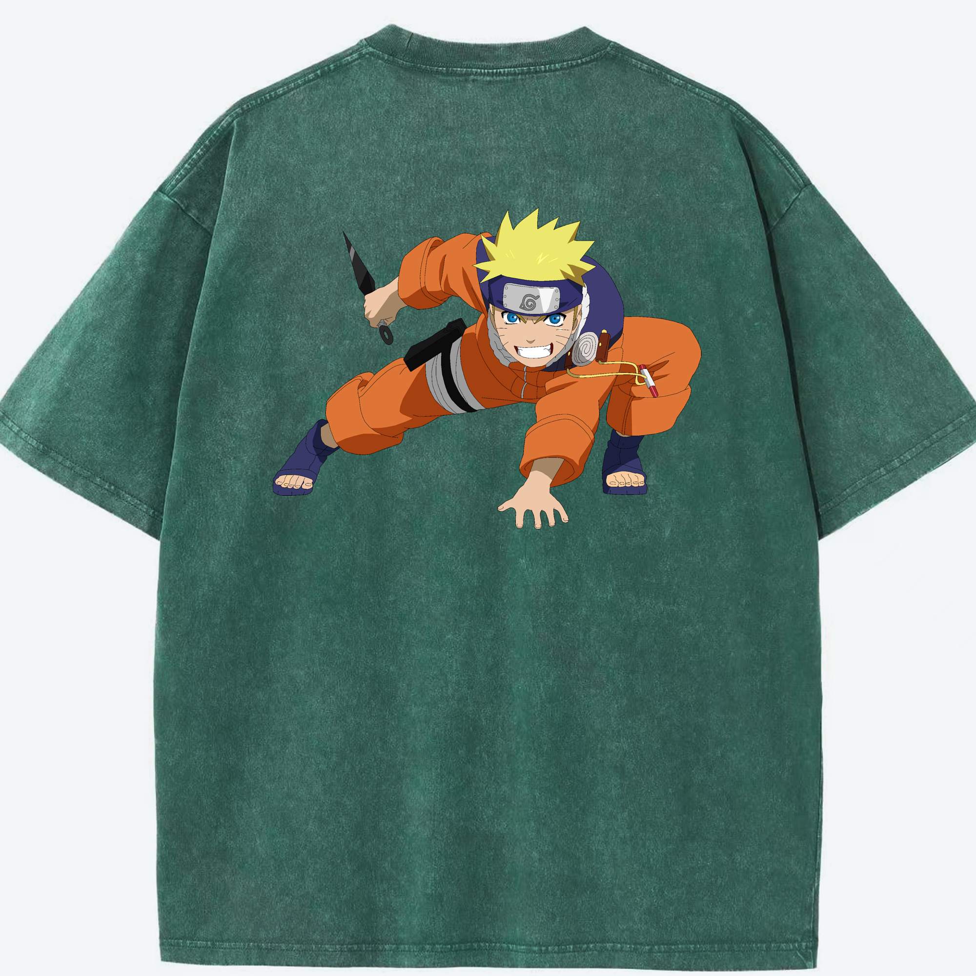 （画像用） NARUTO -ナルト- うずまき ナルト Uzumaki Naruto 綿100% ヴィンテージ風 半袖Tシャツ（背面プリント）